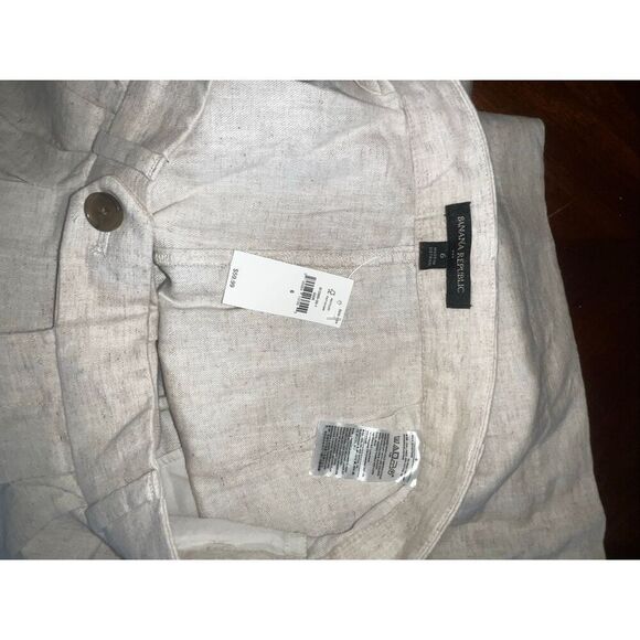 Banana Republic Linen blend Shorts woman’s 6 cream Chino Khaki vacation - Picture 5 of 6